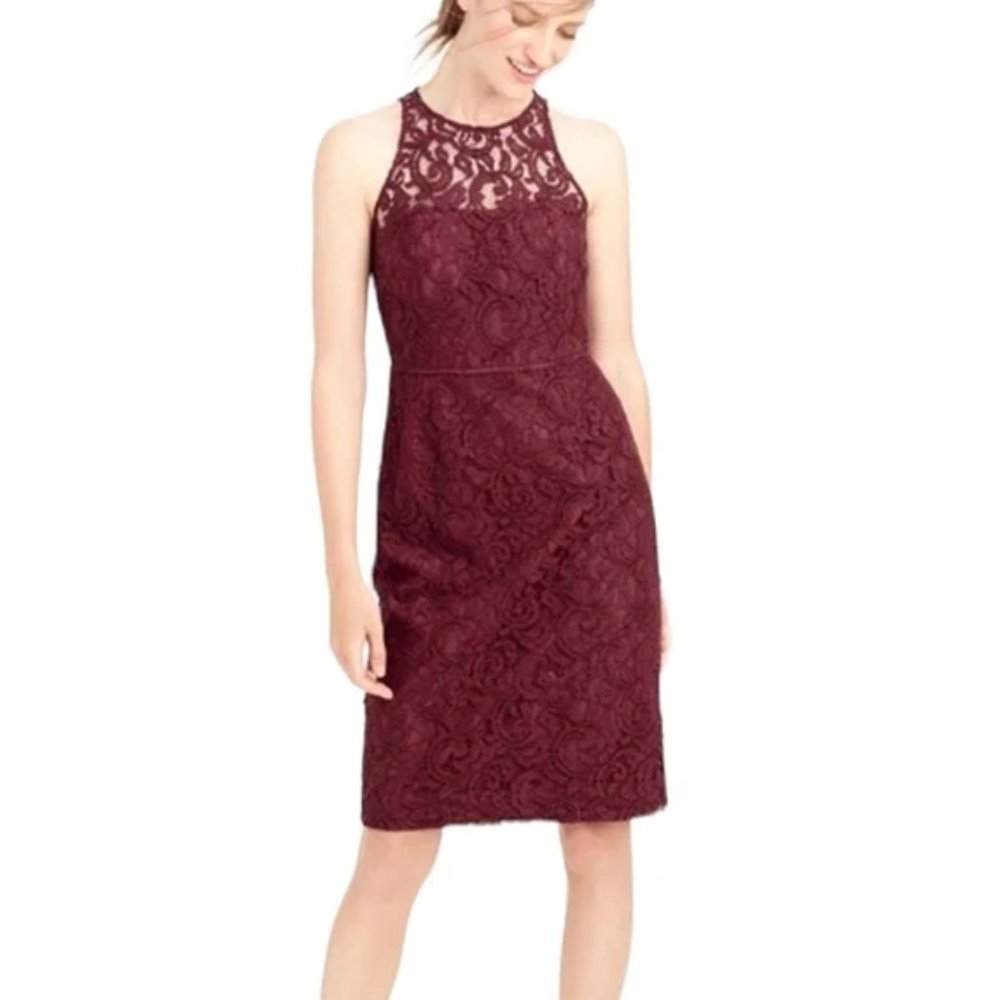 J.Crew Pamela Dress Leavers Lace | Size 8 | Burgundy